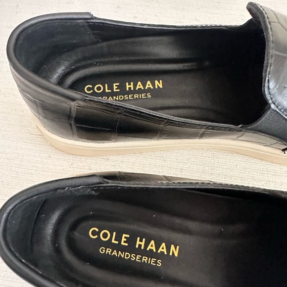 Cole Haan GrandSeries Croc Black Leather Slip On Casual Sneakers Women’s 8B - Picture 10 of 13